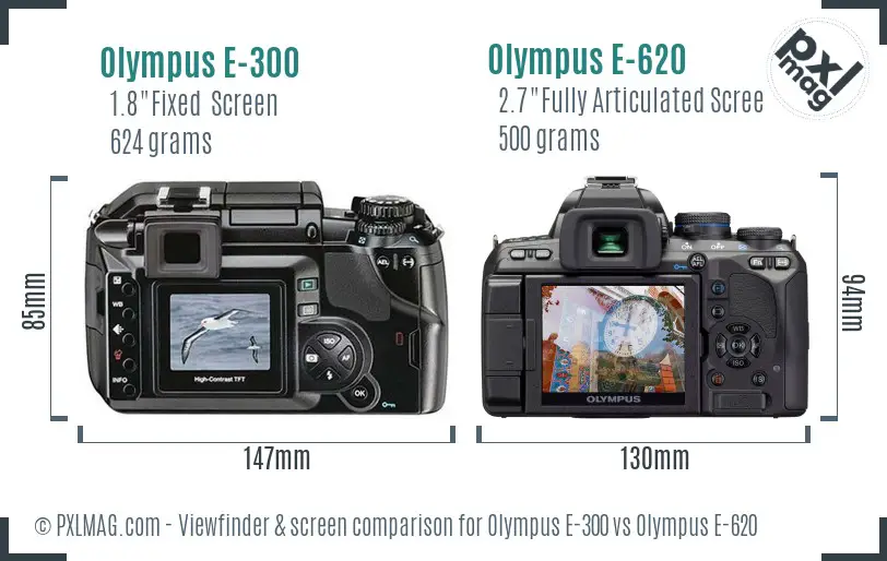 Olympus E-300 vs Olympus E-620 Screen and Viewfinder comparison