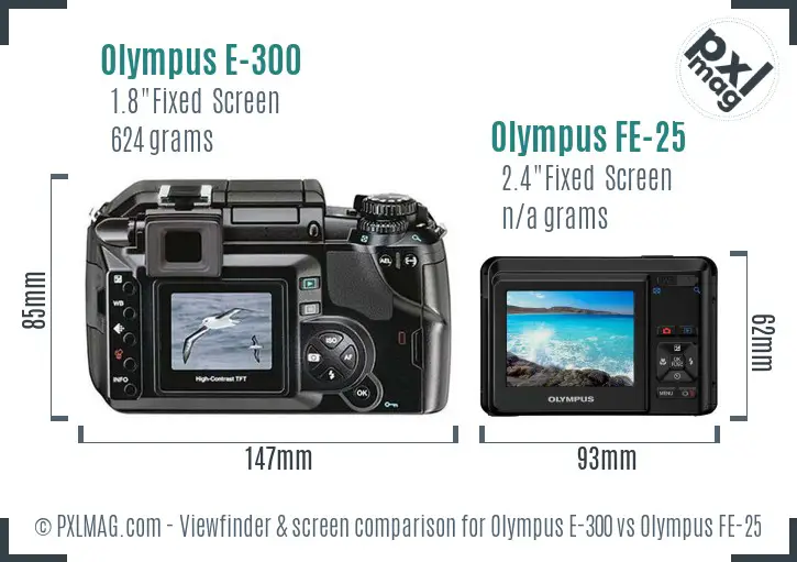 Olympus E-300 vs Olympus FE-25 Screen and Viewfinder comparison