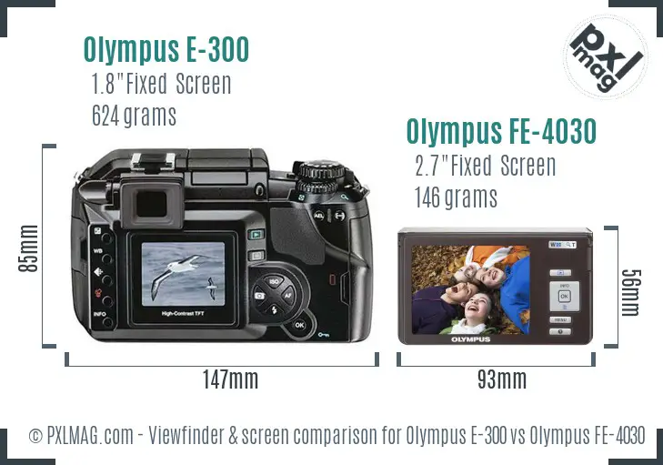 Olympus E-300 vs Olympus FE-4030 Screen and Viewfinder comparison