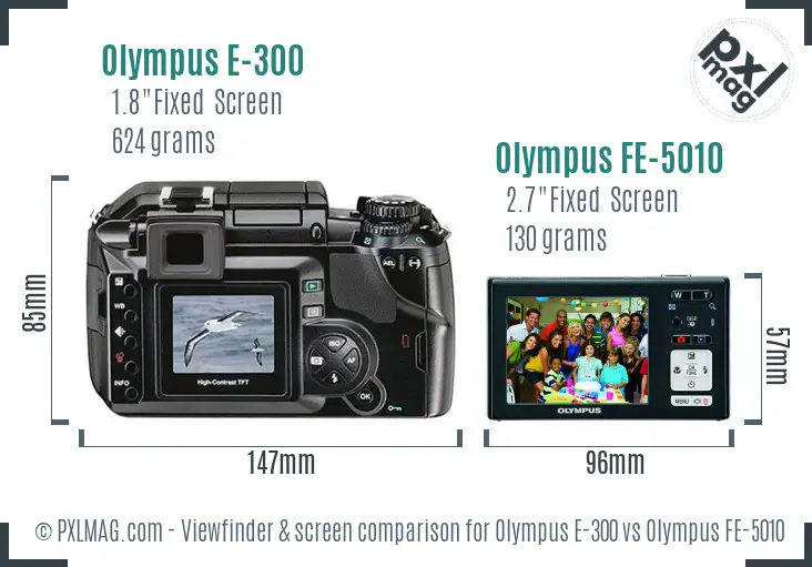 Olympus E-300 vs Olympus FE-5010 Screen and Viewfinder comparison