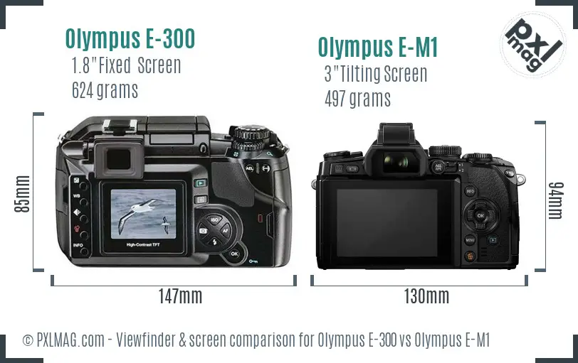 Olympus E-300 vs Olympus E-M1 Screen and Viewfinder comparison