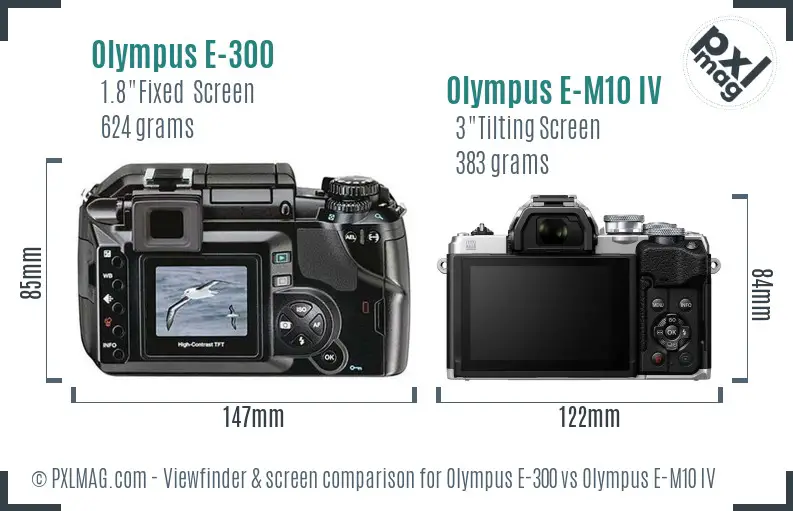 Olympus E-300 vs Olympus E-M10 IV Screen and Viewfinder comparison