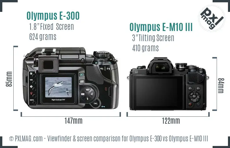 Olympus E-300 vs Olympus E-M10 III Screen and Viewfinder comparison