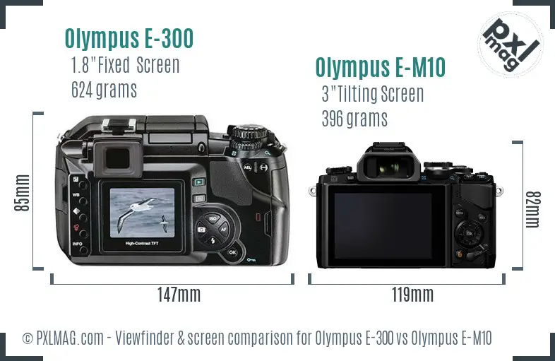 Olympus E-300 vs Olympus E-M10 Screen and Viewfinder comparison