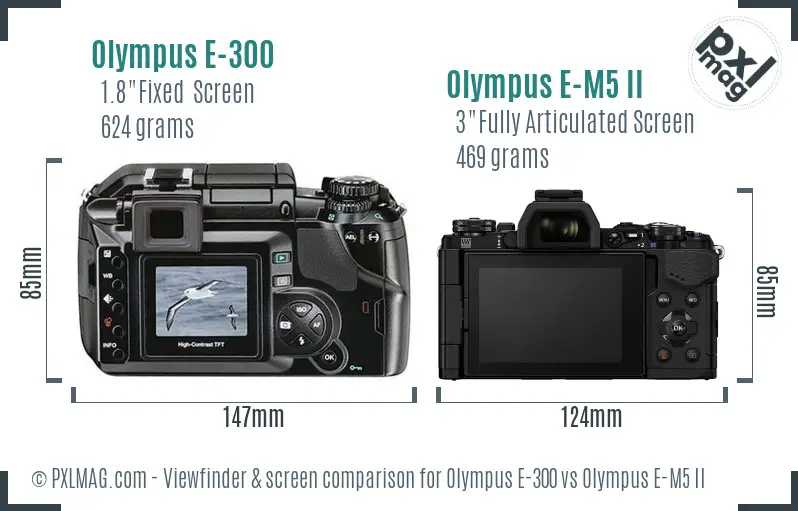 Olympus E-300 vs Olympus E-M5 II Screen and Viewfinder comparison