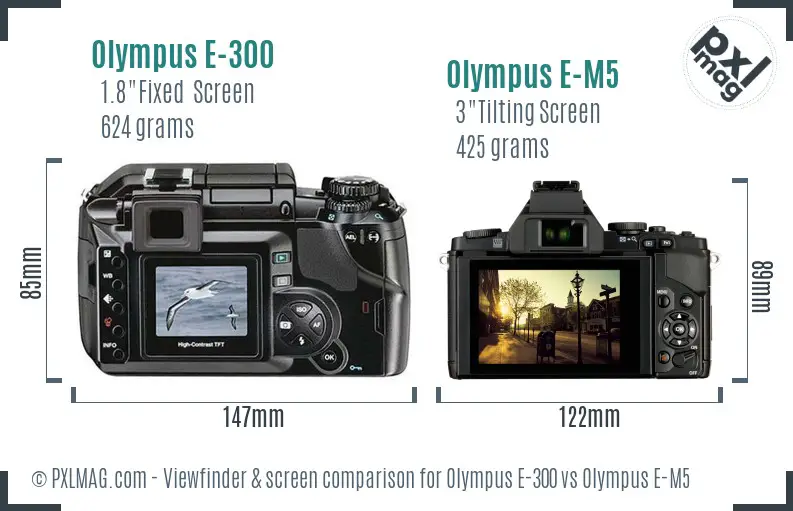 Olympus E-300 vs Olympus E-M5 Screen and Viewfinder comparison