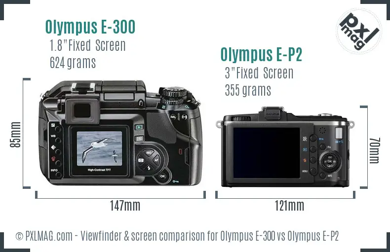 Olympus E-300 vs Olympus E-P2 Screen and Viewfinder comparison
