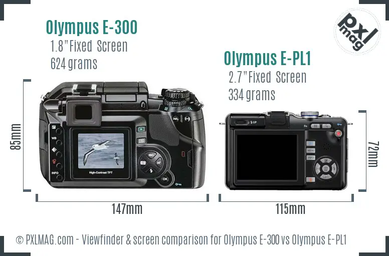 Olympus E-300 vs Olympus E-PL1 Screen and Viewfinder comparison