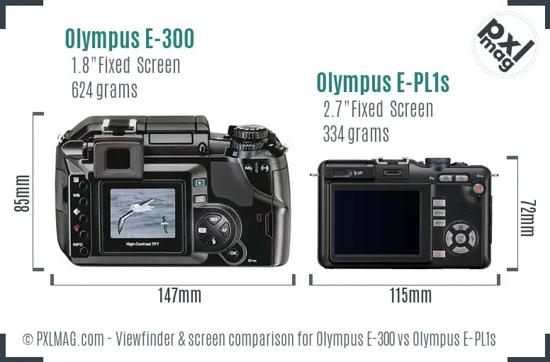 Olympus E-300 vs Olympus E-PL1s Screen and Viewfinder comparison