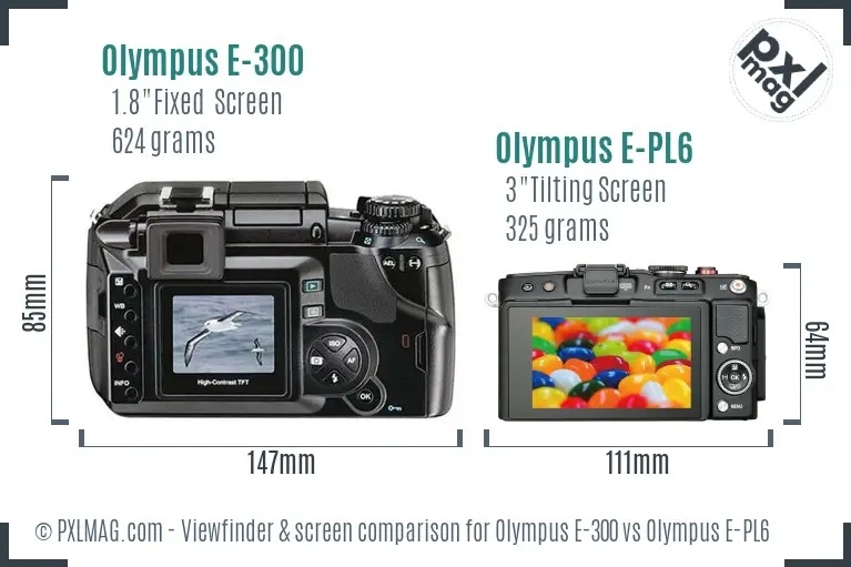 Olympus E-300 vs Olympus E-PL6 Screen and Viewfinder comparison