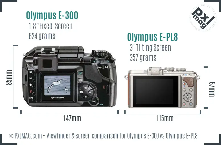 Olympus E-300 vs Olympus E-PL8 Screen and Viewfinder comparison