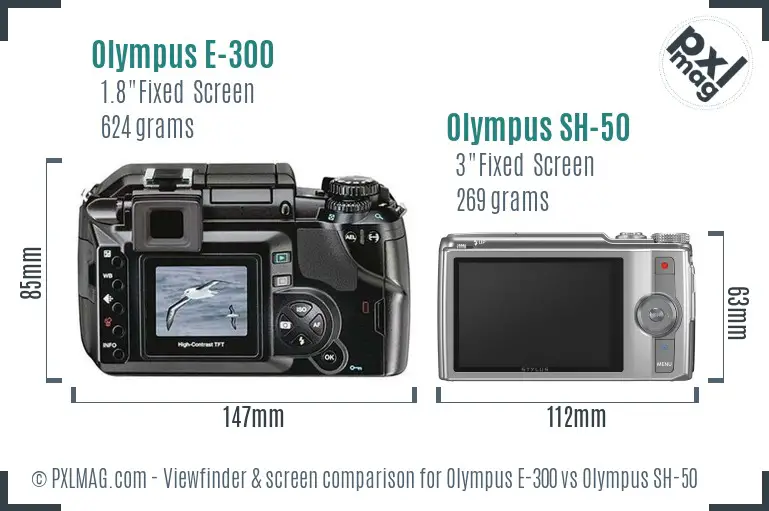 Olympus E-300 vs Olympus SH-50 Screen and Viewfinder comparison