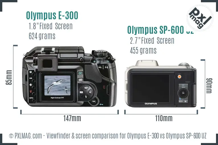 Olympus E-300 vs Olympus SP-600 UZ Screen and Viewfinder comparison