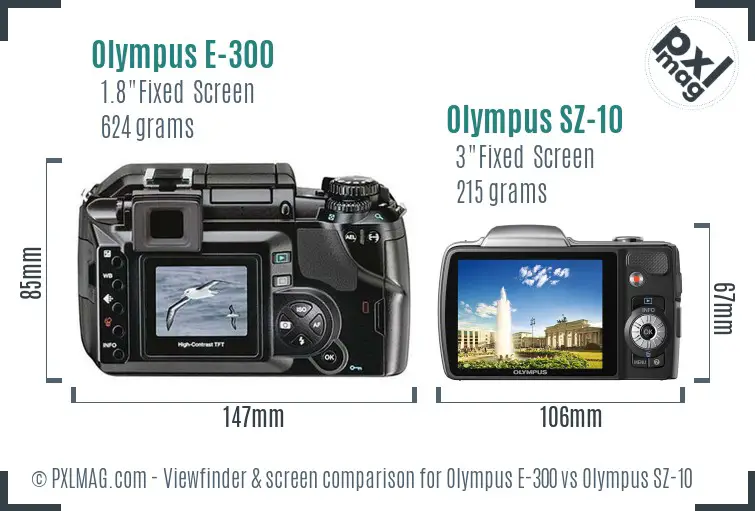 Olympus E-300 vs Olympus SZ-10 Screen and Viewfinder comparison