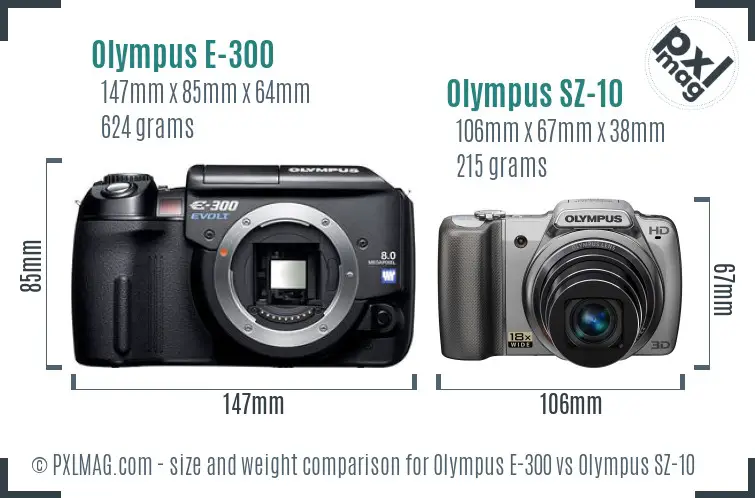 Olympus E-300 vs Olympus SZ-10 size comparison