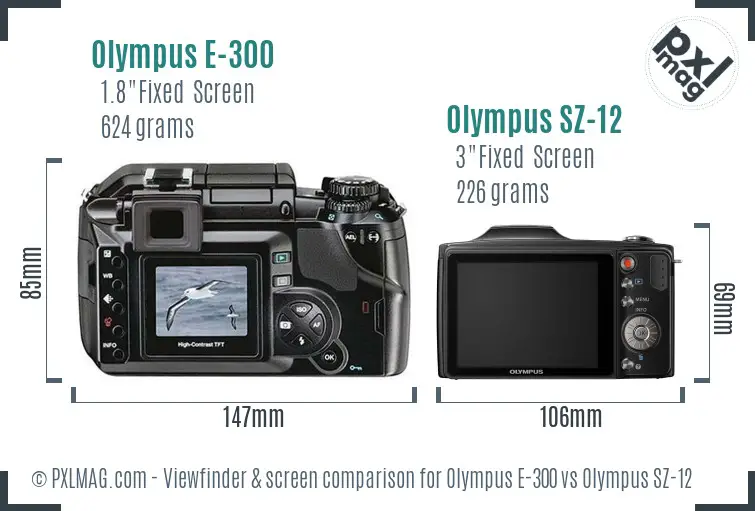 Olympus E-300 vs Olympus SZ-12 Screen and Viewfinder comparison