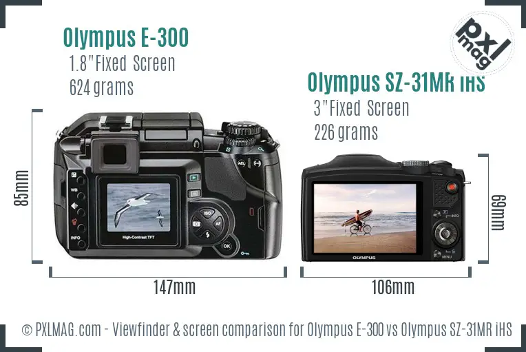 Olympus E-300 vs Olympus SZ-31MR iHS Screen and Viewfinder comparison