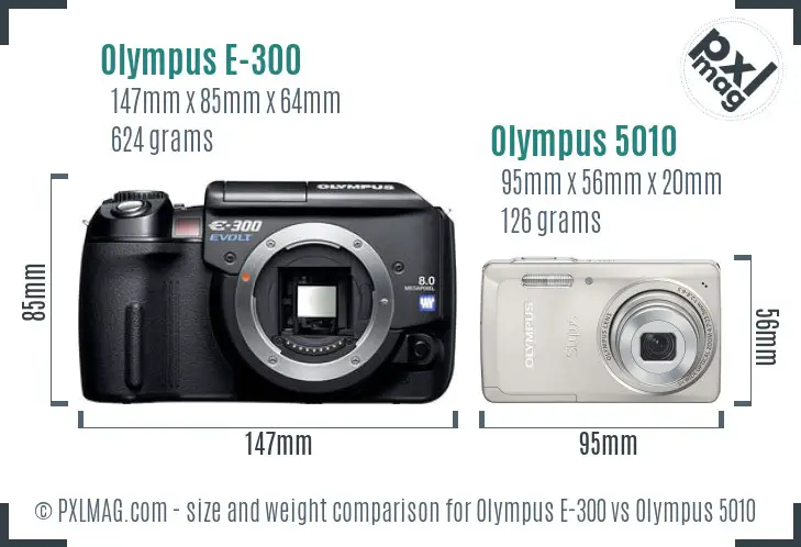 Olympus E-300 vs Olympus 5010 size comparison