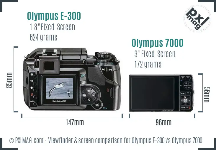 Olympus E-300 vs Olympus 7000 Screen and Viewfinder comparison