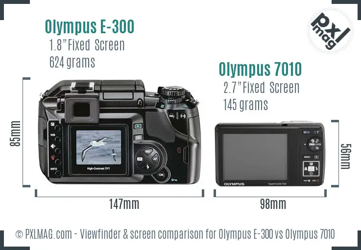 Olympus E-300 vs Olympus 7010 Screen and Viewfinder comparison