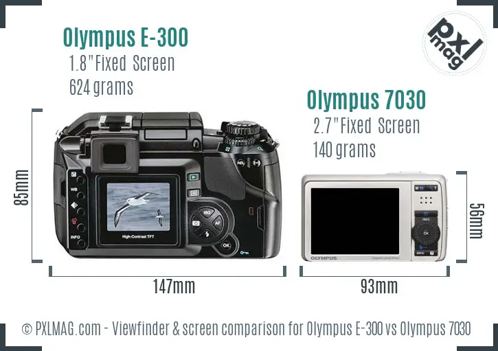 Olympus E-300 vs Olympus 7030 Screen and Viewfinder comparison