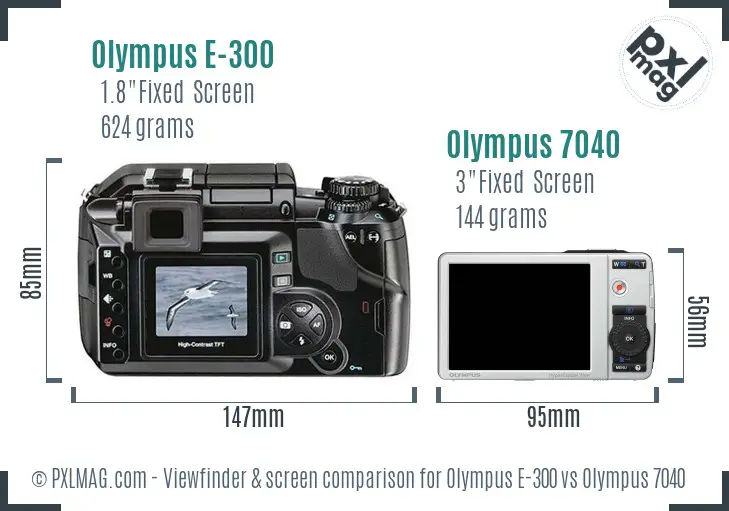Olympus E-300 vs Olympus 7040 Screen and Viewfinder comparison
