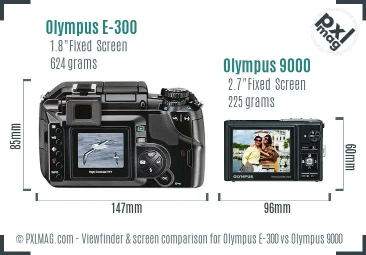 Olympus E-300 vs Olympus 9000 Screen and Viewfinder comparison