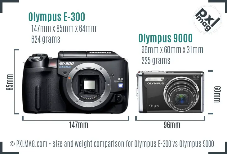 Olympus E-300 vs Olympus 9000 size comparison
