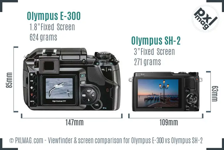 Olympus E-300 vs Olympus SH-2 Screen and Viewfinder comparison