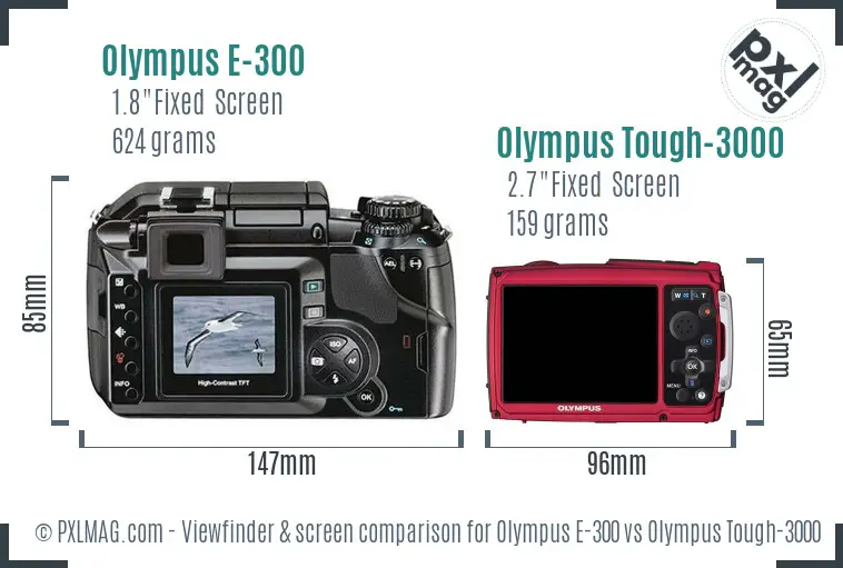 Olympus E-300 vs Olympus Tough-3000 Screen and Viewfinder comparison