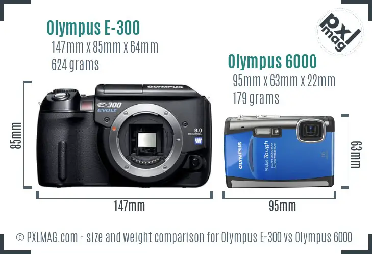 Olympus E-300 vs Olympus 6000 size comparison