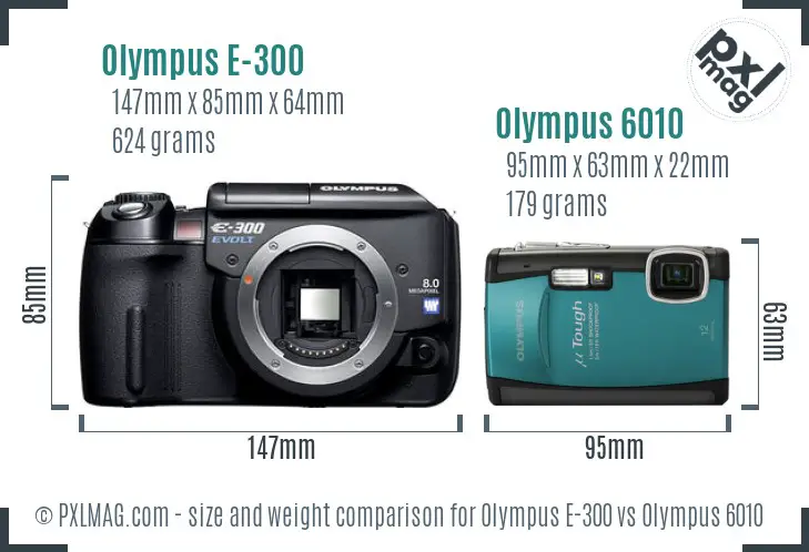 Olympus E-300 vs Olympus 6010 size comparison
