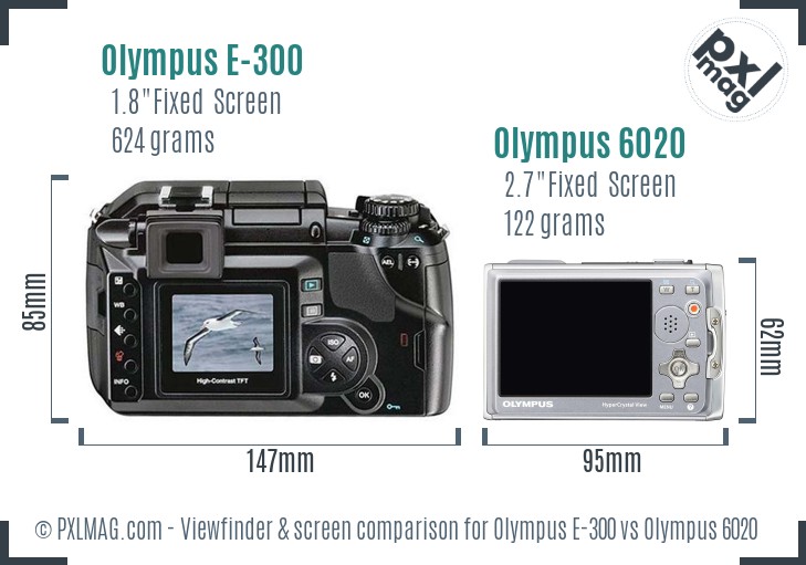 Olympus E-300 vs Olympus 6020 Screen and Viewfinder comparison