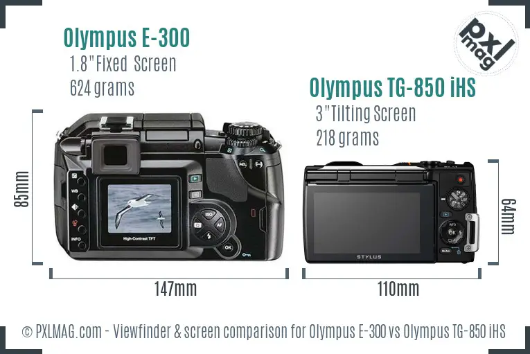 Olympus E-300 vs Olympus TG-850 iHS Screen and Viewfinder comparison