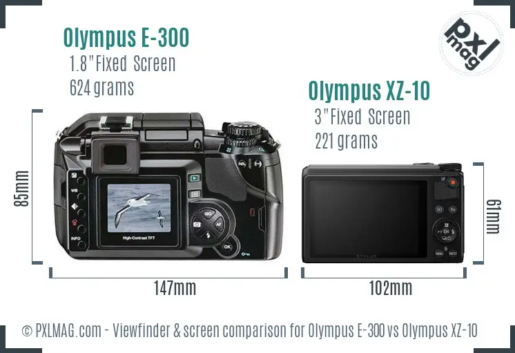Olympus E-300 vs Olympus XZ-10 Screen and Viewfinder comparison
