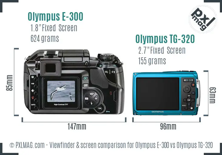 Olympus E-300 vs Olympus TG-320 Screen and Viewfinder comparison