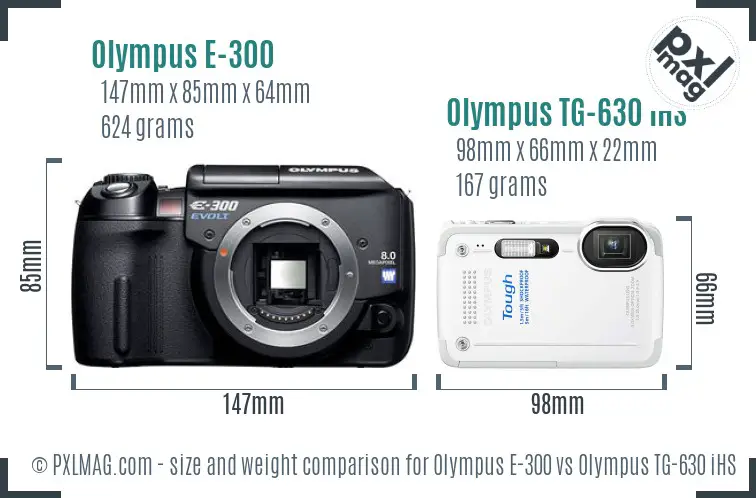 Olympus E-300 vs Olympus TG-630 iHS size comparison