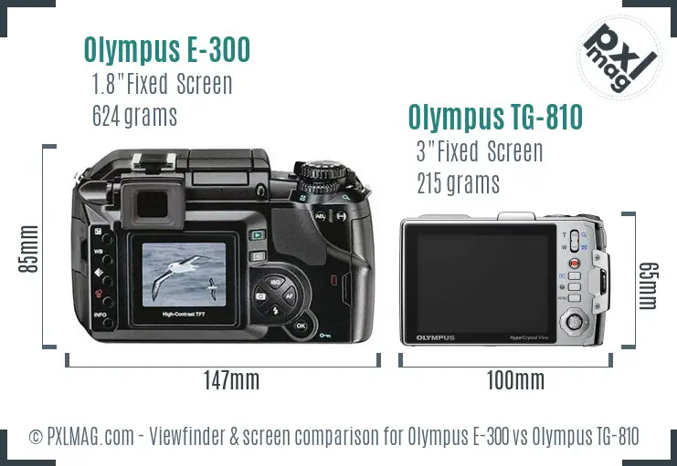 Olympus E-300 vs Olympus TG-810 Screen and Viewfinder comparison
