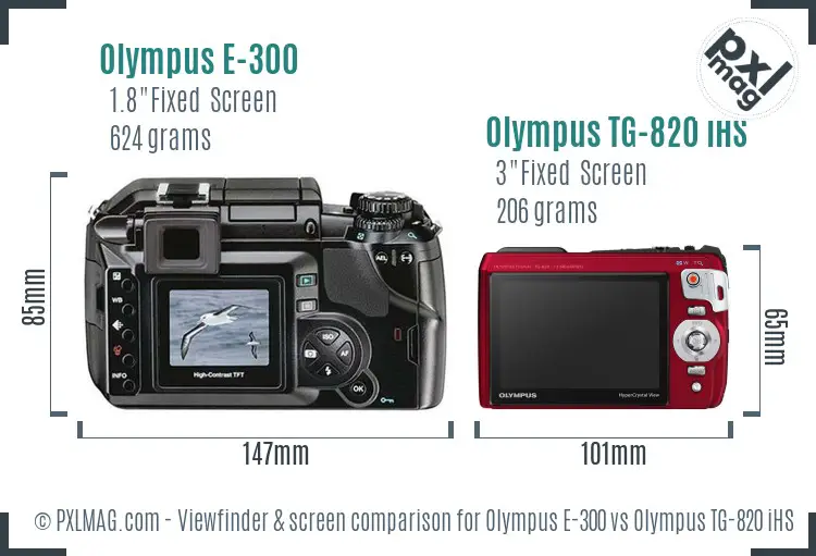 Olympus E-300 vs Olympus TG-820 iHS Screen and Viewfinder comparison