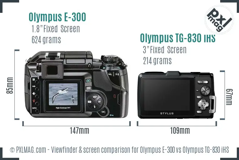 Olympus E-300 vs Olympus TG-830 iHS Screen and Viewfinder comparison