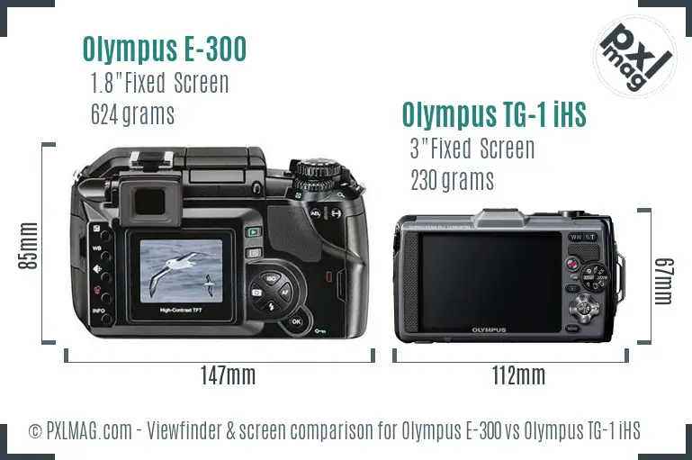 Olympus E-300 vs Olympus TG-1 iHS Screen and Viewfinder comparison