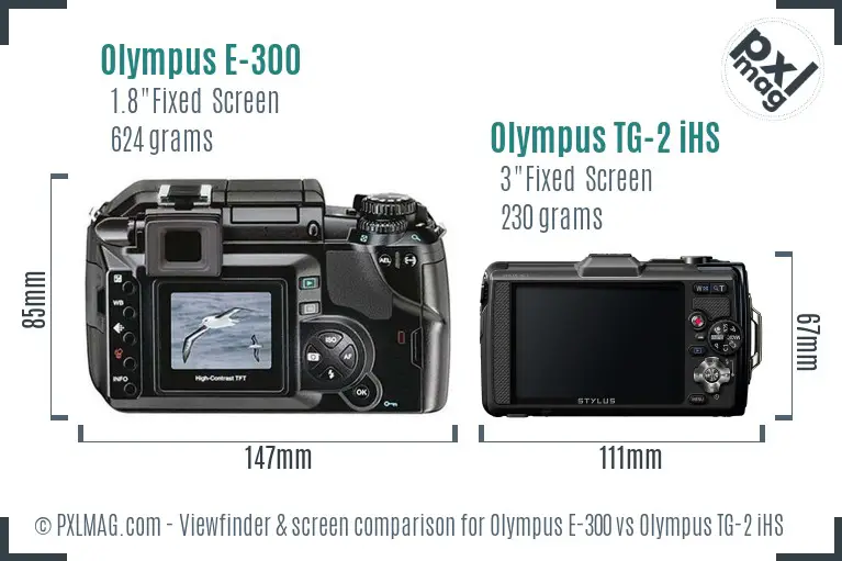 Olympus E-300 vs Olympus TG-2 iHS Screen and Viewfinder comparison