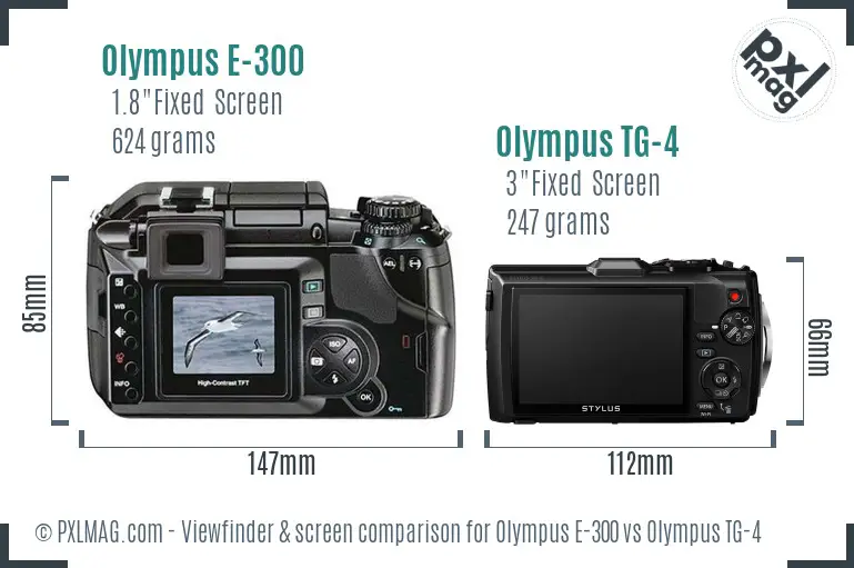 Olympus E-300 vs Olympus TG-4 Screen and Viewfinder comparison