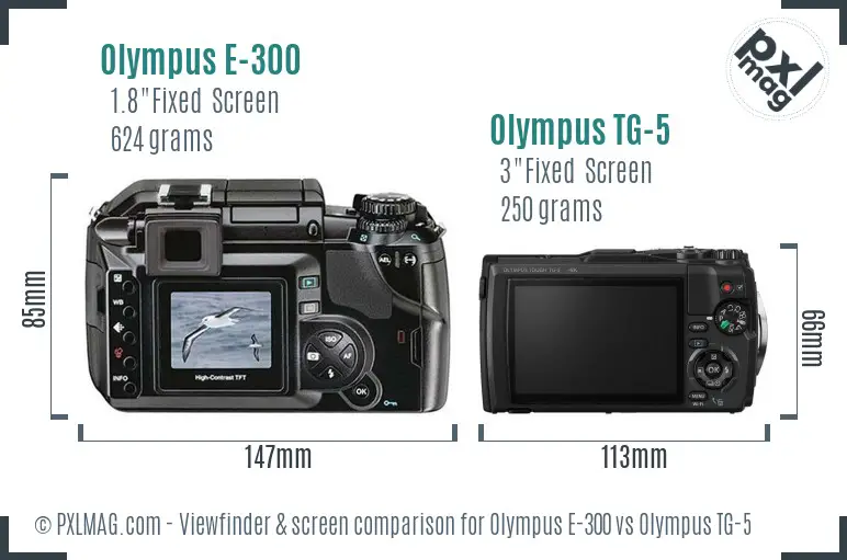 Olympus E-300 vs Olympus TG-5 Screen and Viewfinder comparison