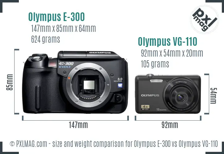 Olympus E-300 vs Olympus VG-110 size comparison