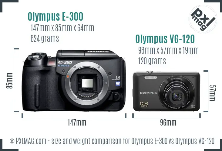 Olympus E-300 vs Olympus VG-120 size comparison