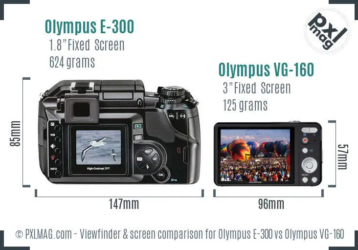 Olympus E-300 vs Olympus VG-160 Screen and Viewfinder comparison