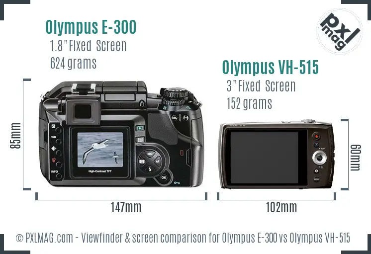 Olympus E-300 vs Olympus VH-515 Screen and Viewfinder comparison