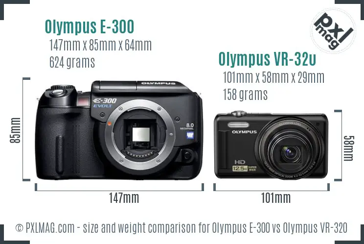 Olympus E-300 vs Olympus VR-320 size comparison
