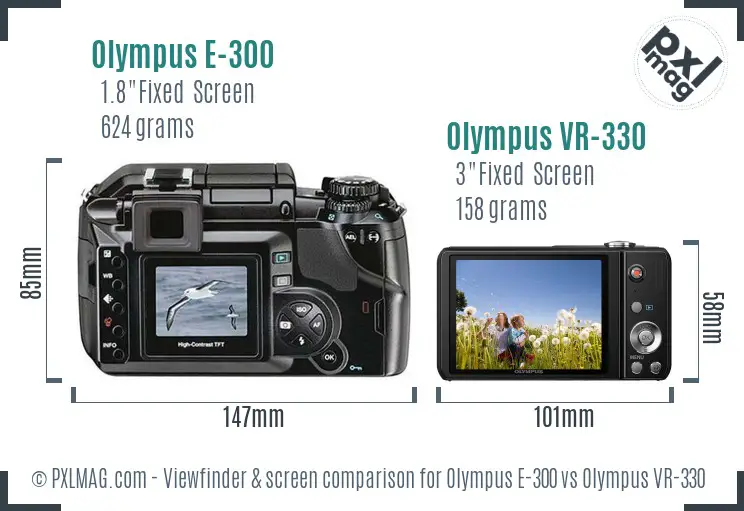 Olympus E-300 vs Olympus VR-330 Screen and Viewfinder comparison